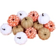 thumbnail image 2 of 12 Pcs Mixed Artificial Pumpkins Paintable White Fake Pumpkins Plaid Fabric Pumpkins For Fall Halloween Indoor Outdoor Decor, 2 of 6