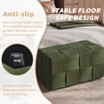 thumbnail image 3 of Soft & Comfortable Square Ottoman Foot Rest, Corduroy Woven Design, Multi-Purpose Sofa Stool for Living Room & Bedroom,Green, 3 of 10