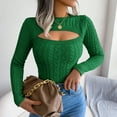 thumbnail image 3 of Suéter de manga larga con giro hueco de moda europea y americana de otoño e invierno Ropa de mujer, 3 of 6