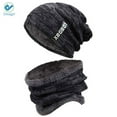 thumbnail image 2 of Deago Winter Beanie Hat Scarf Set Warm Knit Hat Thick Fleece Lined Skull Cap Neck Warmer Scarves for Men (Black), 2 of 10