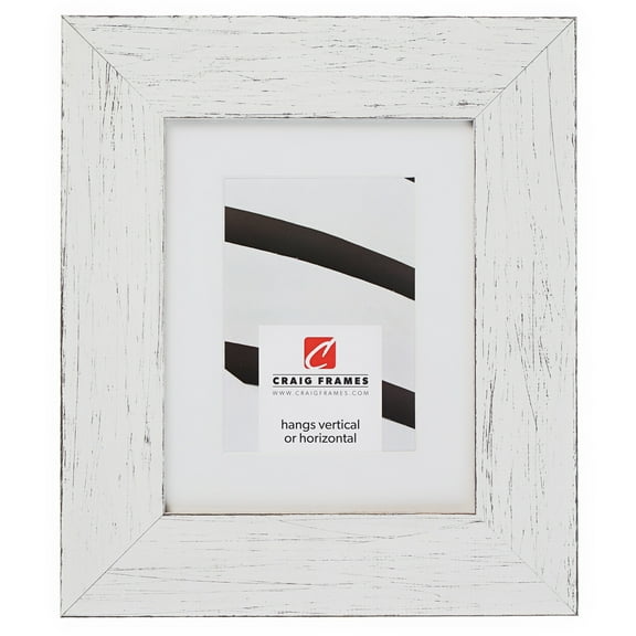 Craig Frames Jasper Wide, 5x7 inch Country Marshmallow White Picture Frame Matted for a 4x6 Photo