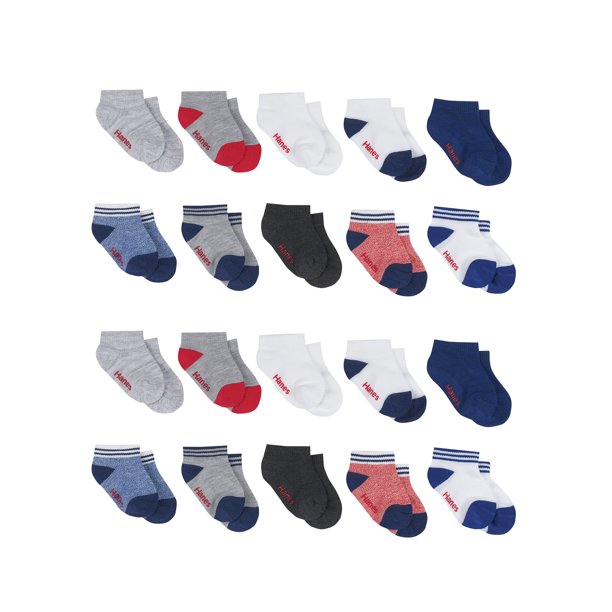 Hanes Hanes Baby Toddler Boys Socks, 20Pack Low Cut (6M5T