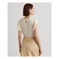 thumbnail image 2 of LAUREN RALPH LAUREN Womens Ivory Flutter Sleeve Crew Neck T-Shirt M, 2 of 4
