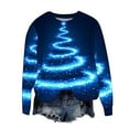 thumbnail image 6 of Feancey Graphic Womens Novelty Sweatshirts Fashion Xmas Tree Printed Long Sleeve Tunic Sweatshirt Loose Fit Casual Crewneck Pullover Tops Blue L, 6 of 7
