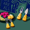 thumbnail image 4 of Cheese Knife Four-piece Set,Complete Series of Stainless Steel Small Cheese Knives and Forks(Gift-Ready),Rust-roof Multi-purpose Kitchen Tableware for Cutting Cheese, Cakes, Bread, Fruit, 4 of 7