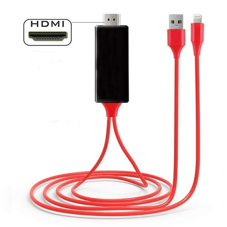 Audio Visual Cable For Ipad Air Compatible with iPhone iPad to HDMI Adapter Cable, 1080P Digital AV HDMI Adaptor Connector Cord for iPhone Xs Max XR X 8 7 6 Plus iPad Pro Air Mini iPod - Plug and Play(Red) ()