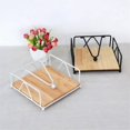 thumbnail image 2 of Solid Wood Tissue Holder Home Napkin Container Gold Metal Napkin Tissue Case for Hotel Restaurant Decoration,B, 2 of 5
