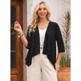 thumbnail image 3 of DARING DIVA Women's 3/4 Sleeve Open Front Loose Cover Ups Lightweight Shrug S Black, 3 of 8