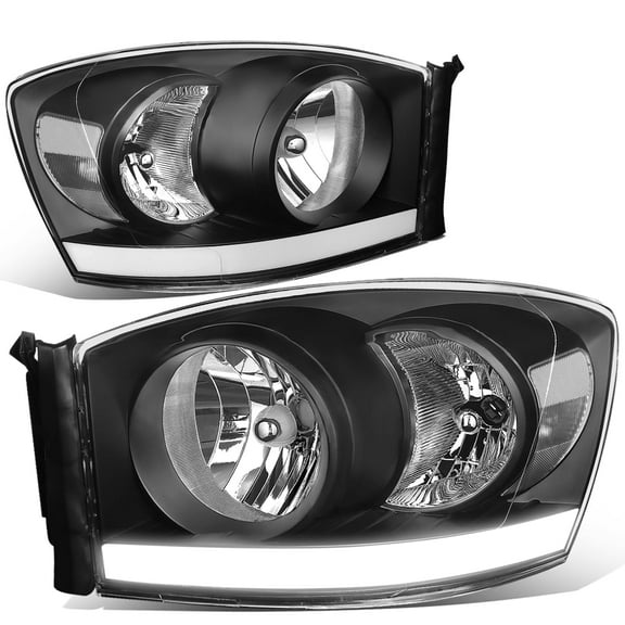 DNA Motoring Pair LED All Black Headlight For 06-08 Dodge Ram 1500 2500 3500