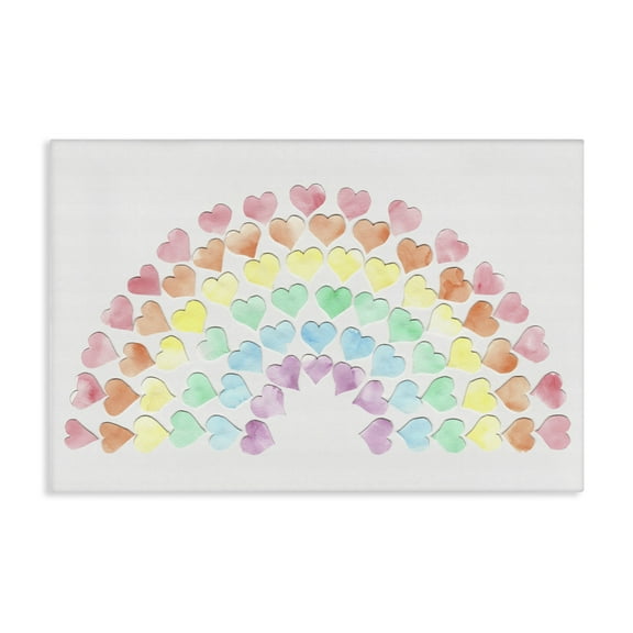 Stupell Industries Rainbow of Hearts Landscape Painting Gallery Wrapped Canvas Art Print Wall Art, 24 x 16
