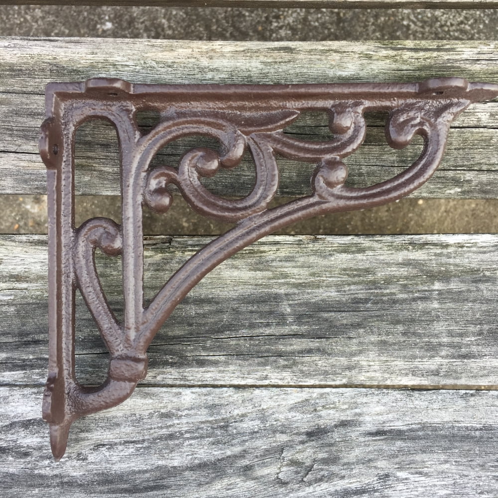 2pcs Antique Style Cast Iron Shelf Bracket Brackets Garden Braces Rustic Brown