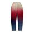 thumbnail image 4 of XIAfhje Linen Pants Women Capris Casual Loose Harlan Pants With Drawstring Stripe Print/American Flag Print Fashion Capris Pants Comfy Palazzo Trousers Baggy Pants With Pockets, 4 of 5