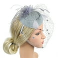 thumbnail image 5 of Women's Feather Fascinators Hat - Hair Pin Cocktail Headwear Pillbox Hat  Gray (One Size), 5 of 6