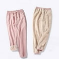 thumbnail image 4 of KDFJPTH Fashion Women Solid Plus Velvet Elastic Lace-up Casual Sweatpants Harem Pants, 4 of 9