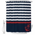 thumbnail image 2 of Anchor Navy Blue Waterproof Fabric Shower Curtain,Red Nautical White Geometric Stripes Waterproof Fabric Shower Curtain for Bathroom Curtains Bathtubs Shower Curtains with 12 Hooks Standard 72x72, 2 of 8