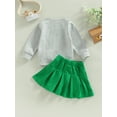 thumbnail image 4 of Bagilaanoe 2Pcs Toddler Baby Girls Skirt Set Letter Print Long Sleeve Ruffle Sweatshirts Tops + Pleated Skirt 9M 12M 18M 24M 3T 4T Kids Casual Fall Outfits, 4 of 9