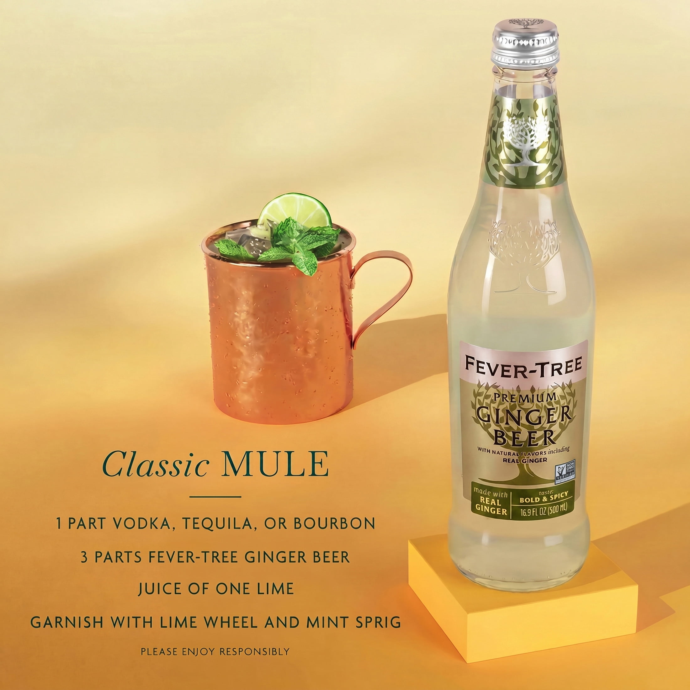 Fever-Tree Premium Ginger Beer, 500 ML Glass Bottle, 0% ABV