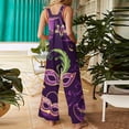 thumbnail image 6 of Fgvctg Mardi Gras Womens Overalls Wide Leg Pant Fashion Overalls Mask Graphic Sleeveless Carnival Party Spaghetti Straps Jumpsuits Romper Bib Overalls Loose Sprimg Pants With Pockets Dark Purple L, 6 of 6