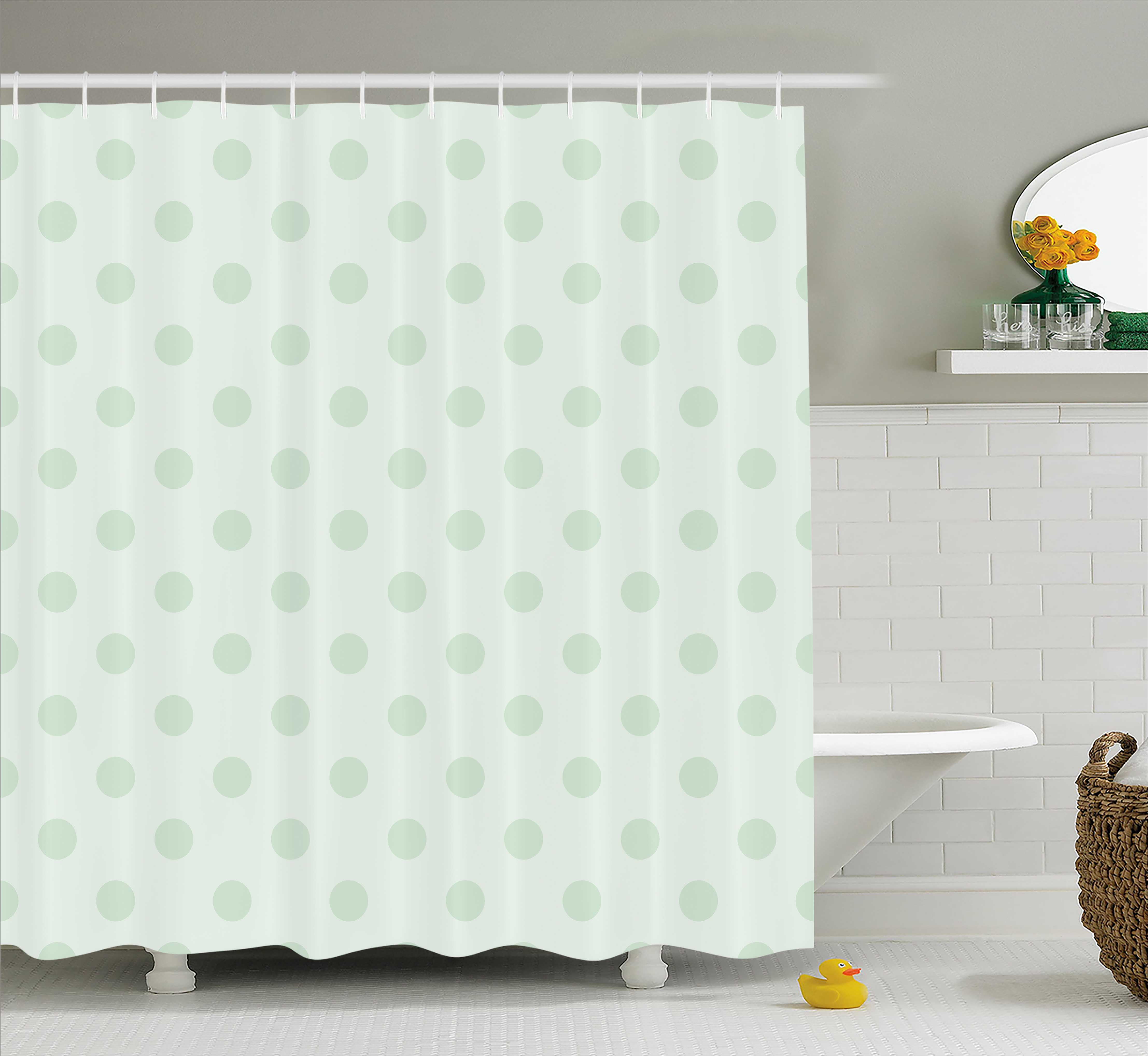 Mint Shower Curtain, Retro Polka Dots Pattern Old Fashion Classic Spots
