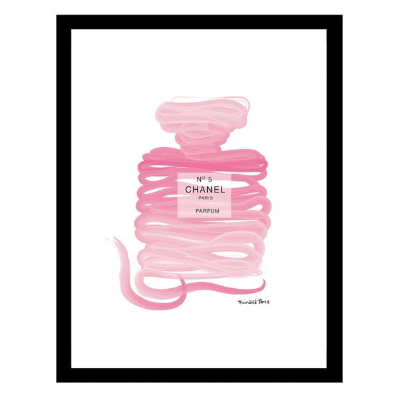 Fashion Glam Perfume Bottle Ribbon Drawing - Framed Print