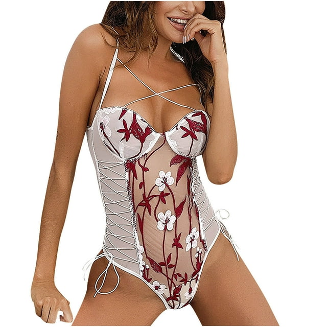 Ropa interior de gasa con bordado floral de lencería sexy de moda elegante para mujer Fridja nalpqowj9479