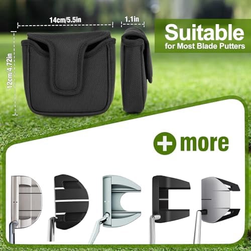 Golf Putter Covers Mallet Putter Headcover with Magnetic Closure Golf Club Cover for Most Brand