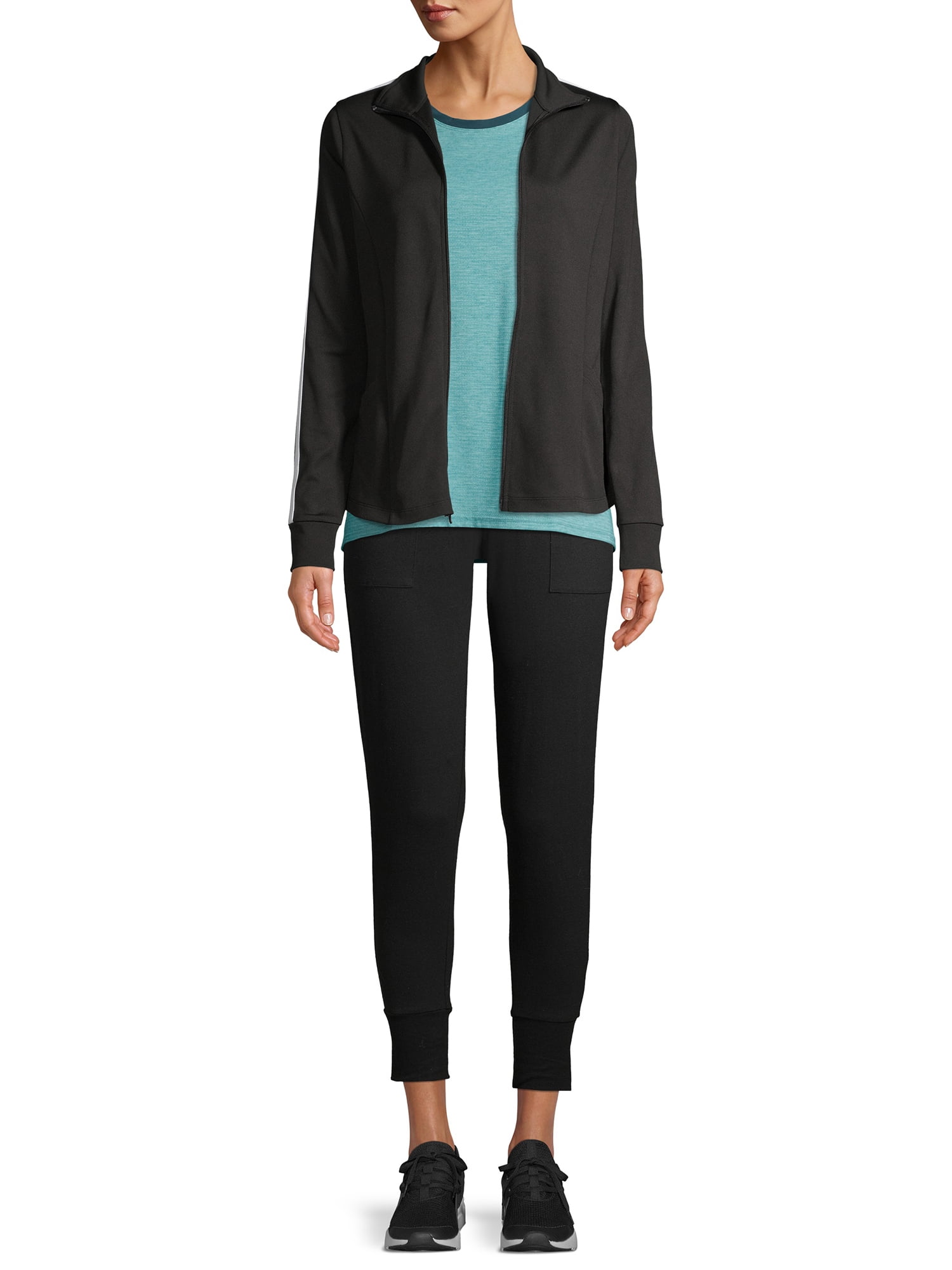 Athletic Works Women's Athleisure Track Jacket with Contrast Stripes