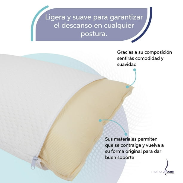Paquete de dos Almohadas Makura y Super Suave Individuales Color Blanco Memory Foam Two Pack Mixto Walmart en linea