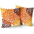 thumbnail image 2 of Orange Yellow Borwn Pillow Covers 20X20 Inch Dahlia Floral Geometric Decorative Pillow Cases Set of 2 Fall Flower Geometry Thanksgiving Autumn Throw Pillows Home Decor For Sofa Bedroom Living Room, 2 of 6