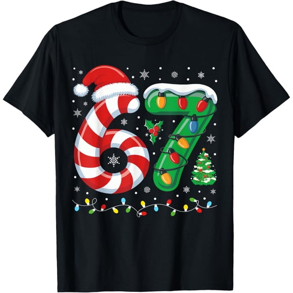 Most Likely to Say 67 Christmas Matching 7 6 Family Xmas T-Shirt- American fashion hot selling casual retro high quality 100% cotton T-shirt 1 piece