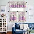 thumbnail image 2 of Purple Pink Christmas Tree Kitchen Curtains Sets for Windows 24 Inch Length, Xmas Snowflake Plaid Rustic Rod Pocket Window Treatments Tier Curtains and Valances Set for Bedroom/Bathroom, 2 of 8