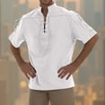 thumbnail image 2 of Men's Lace-up Medieval Shirt Short Sleeve Solid Viking Steampunk Retro Renaissance Gothic Costume Hippie Yoga Tops, 2 of 7