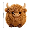 thumbnail image 3 of Emotional Support Highland Cow Plush, 20cm Cute Stuffed Soft Toy, Round Cow Plushie Doll Decor Gift for Kids Adults, 3 of 8