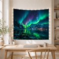 thumbnail image 5 of Green and Purple Aurora Above Snowy Mountains, Serene Digital Art for Nature Lovers, Mountain Lake Decor, Housewarming Gift, Tapestry Wall Hanging for Bedroom and Living Room, 5 of 7