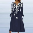 thumbnail image 1 of Robes pour Femmes, Mode Féminine Imprimée Décontractée Manches Longues Col en V, 1 of 5