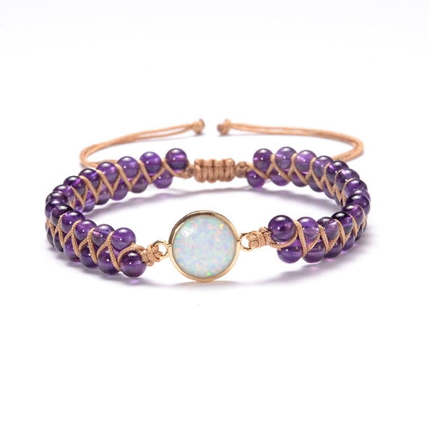 Pulsera De Cuentas Pulsera De Meditación De Piedra Pulseras De Cristal Ajustables Para Mujeres Niñas Minnieouse AP006137-00