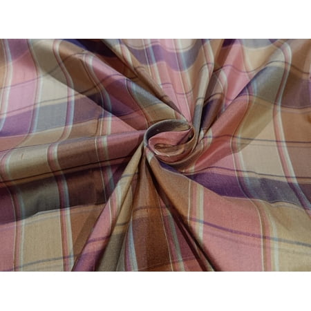 100% silk dupion fabric PLAIDS 54quot; wide available in NINE colors