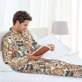 thumbnail image 6 of Naloa Floral Paisley Men’s Pajamas Set - Long Sleeve Button Down Sleep Shirt and Pajama Bottoms Sleepwear Set-X-Large, 6 of 7