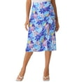 thumbnail image 1 of Faldas hawaianas para mujeres INSPIRE CHIC 2024, falda tropical con fruncido frontal y abertura, color azul, verano en la playa, 1 of 6