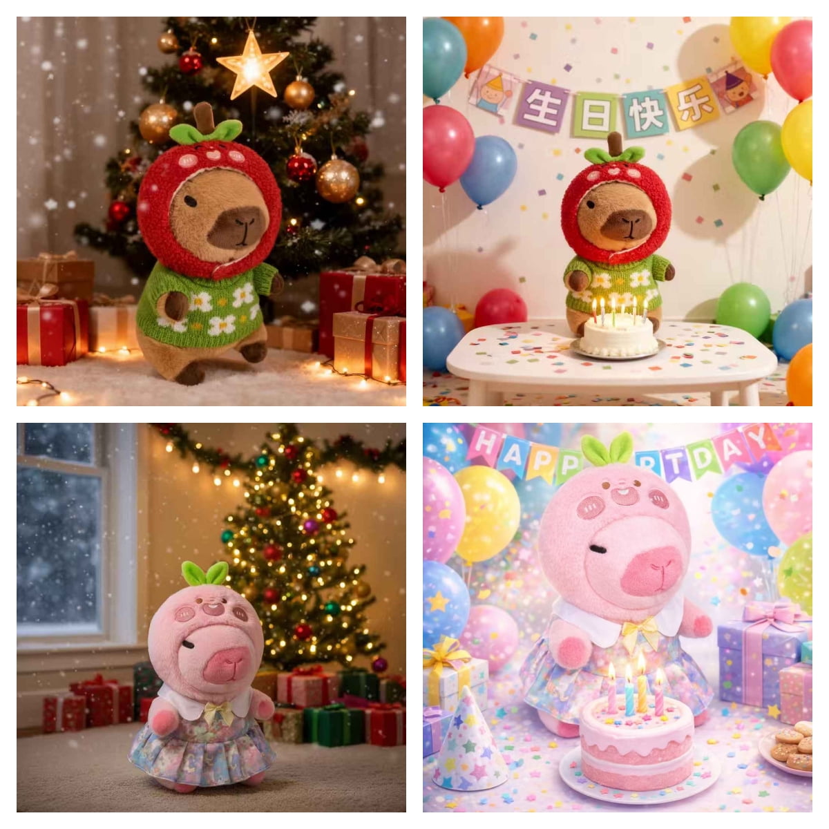 12-Inch Capybara Plush Outfit Set, Knit Sweaters, Hats/Hoods & Mini Bags, 4 Styles (Toy Not Included)