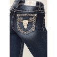 thumbnail image 2 of Miss Me Women's Dark Wash Mid Rise Floral Longhorn Pocket Bootcut Stretch - M9241B 29W x 34L, 2 of 4