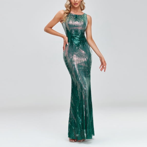 Floenr Summer Dresses for Women,Women's Sexy Dress Formal Gowns Evening Dresses O-Neck Sleeveless Party Club Dress