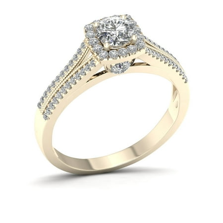Imperial 1/2ct TDW Diamond 10K Yellow Gold Halo Engagement Ring