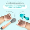 thumbnail image 6 of Grabease Baby Silicone Spoon Set for Baby-Led Weaning & First Stage Self-Feeding: Soft, Safe 100% Food-Grade Silicone, Safe for Dishwasher, No BPA/PVC/Latex/Phthalates, Set of 2 (Teal, Gray), 6 of 8