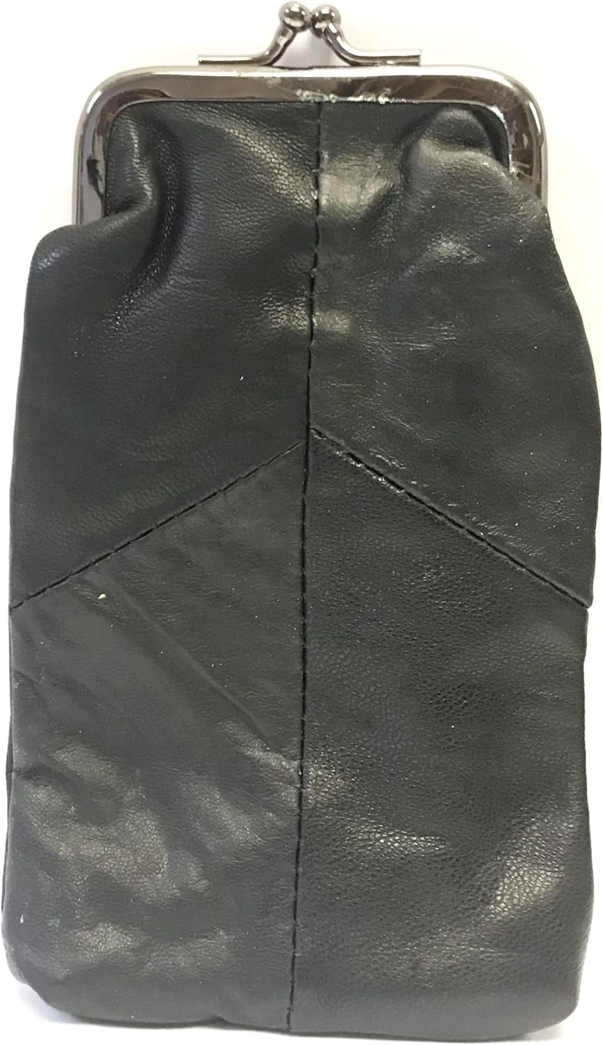 Eclipse Full Lamb Skin Cigarette Case Pouch, Coin Purse, Lighter Holder, Holds 120s Size (X-Long) , 3203 (Choose Your Own Colors!) (Black & Lt Pink)