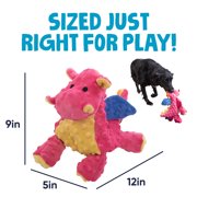 goDog Dragons Squeaky Plush Dog Toy, Chew Guard Technology, Coral, Large
