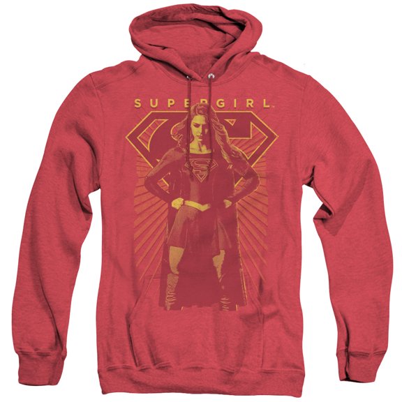 Supergirl Ready Set Adult Heather Hoodie Sweatshirt Red
