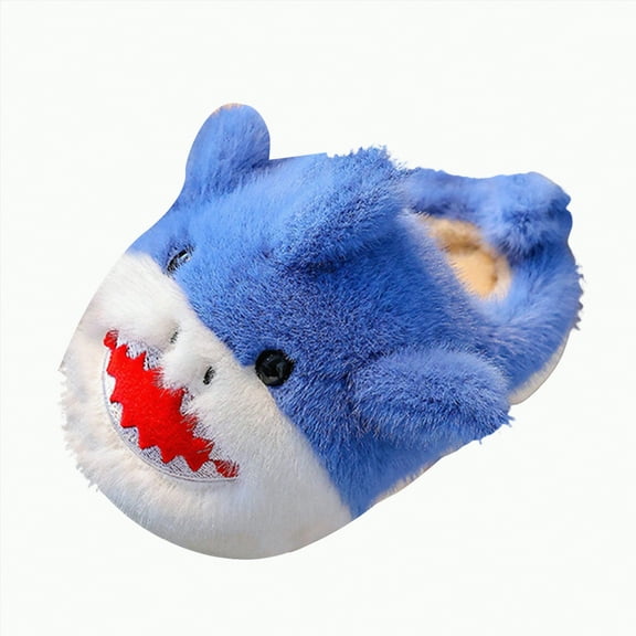 Gvdentm Kids Slippers Cute Slippers for Girls Boys Soft Fuzzy Slip-Ons House Shoes with Non-slip Sole, Lined Winter Shoes(Blue,9)