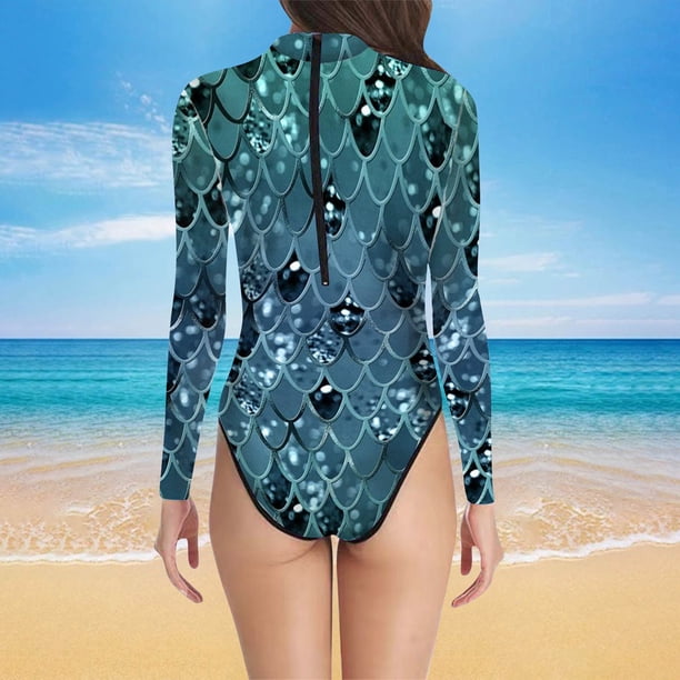WILLBEST Traje de Baño Mujer 2 Piezas Elegante Traje de Baño con Estampado de Escamas de Pescado para Mujer Combinación de Moda y Comodidad 1730