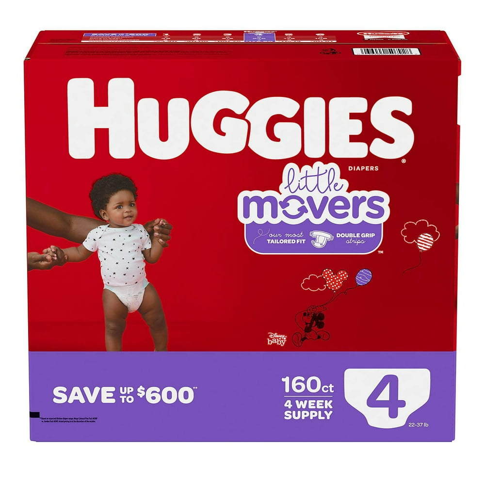 HUGGIES Little Movers Diapers, Size 4, 152 Ct